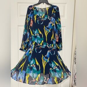 L.K Bennett Darcy Floral Blue Dress size 2